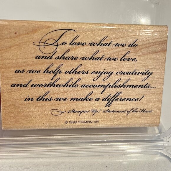 Stampin Up! Statement Of The Heart Wooden Rubber Stamp Crafting Tool - Picture 1 of 3